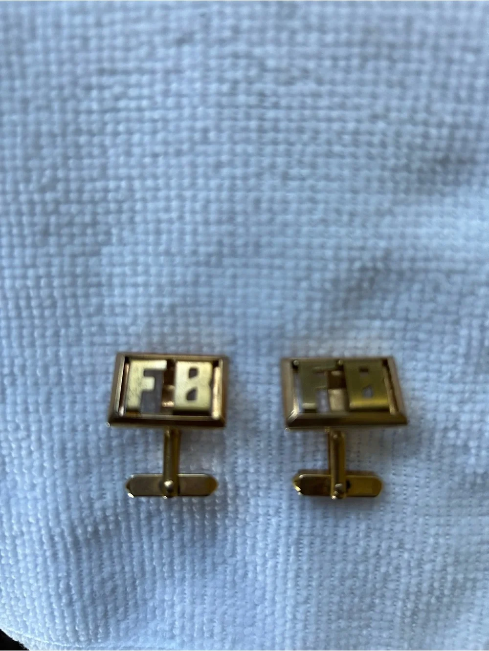 Gold-Tone 'FB' Monogram Cufflinks - Men Accessories